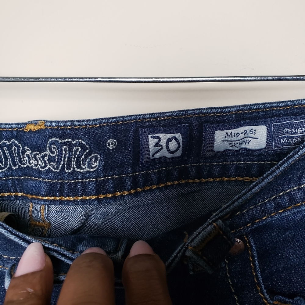 MISS ME Skinny Ankle Midrise Dark Wash Jeans - Picture 3 of 10